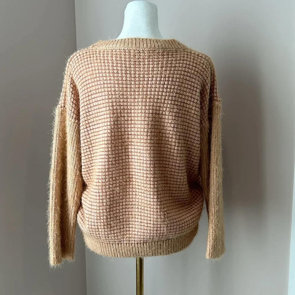 Sage The Label Fuzzy Sweater Peach Blush Beige Tan Size XS Extra Small
